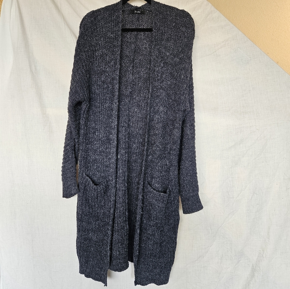 Women's Gray Open-Front Sweater